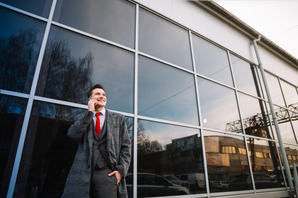 Commercial property with protective window film installed on large exterior windows.